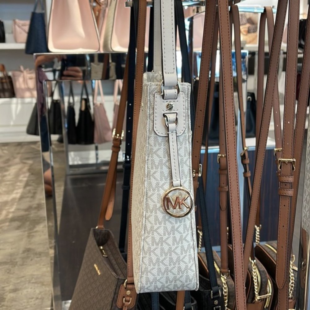 Michael Kors Jet Set Travel Large Messenger Crossbody Bag Light Cream Multi - Picture 12 of 16